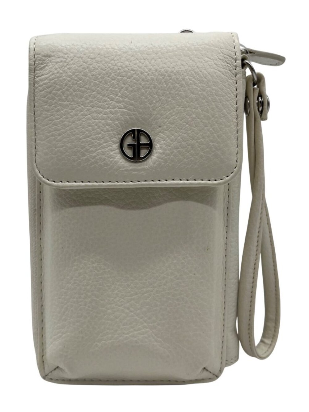 Giani Bernini White Softy Leather Tech Crossbody Wallet